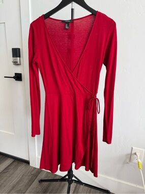 Forever 21 Crimson Wrap Long-Sleeve Dress